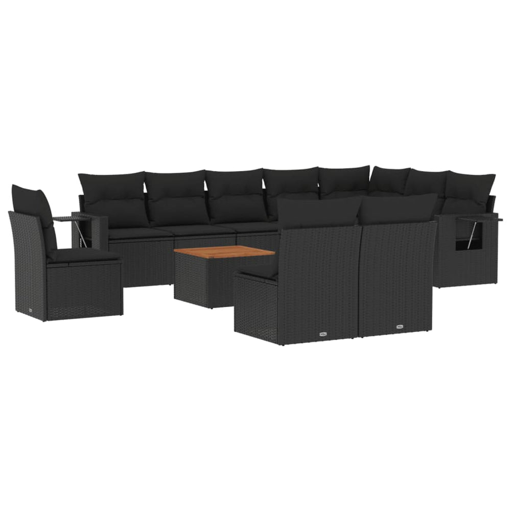 Set Canapele De Grădină Cu Perne, 11 Piese, , Poliratan