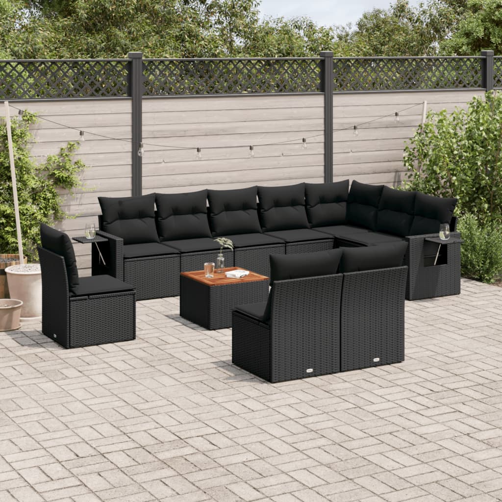 Set Canapele De Grădină Cu Perne, 11 Piese, , Poliratan