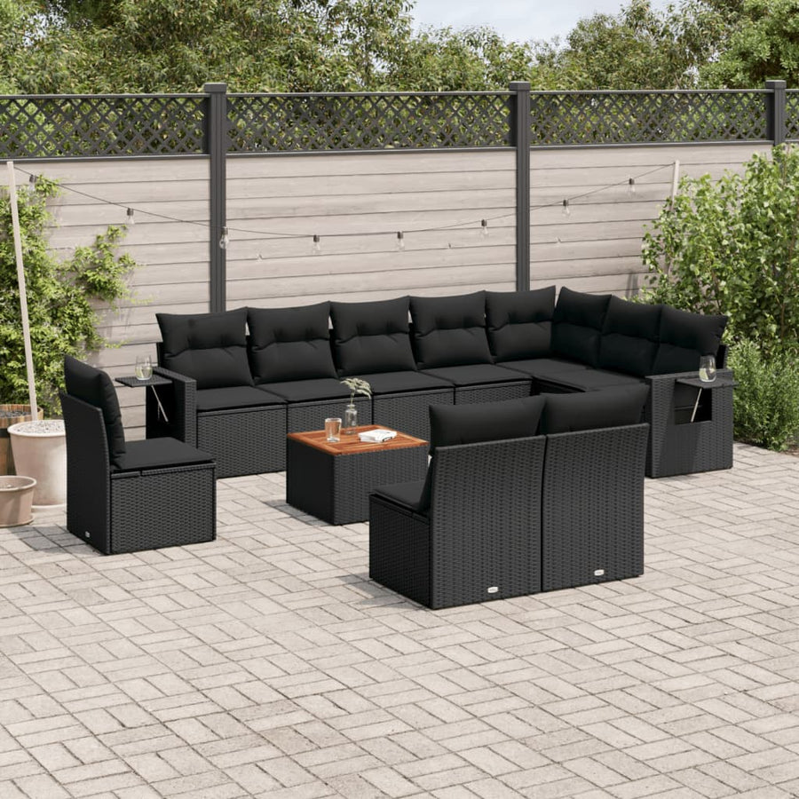 Set Canapele De Grădină Cu Perne, 11 Piese, , Poliratan
