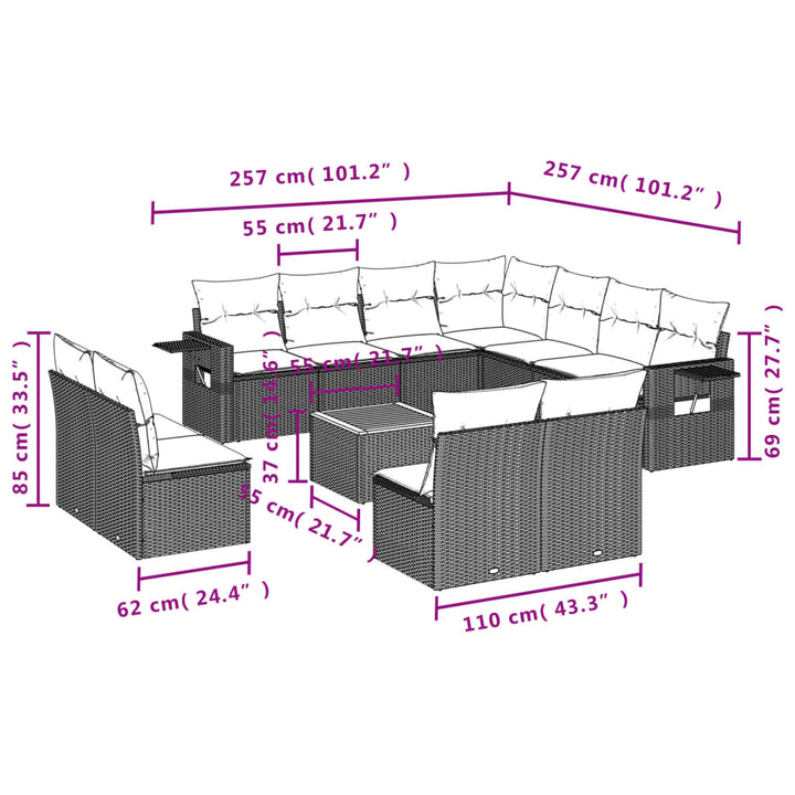 Set Canapele De Grădină, 12 Piese, Cu Perne, , Poliratan