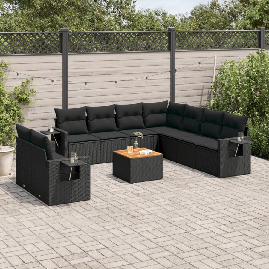 Set Canapele De Grădină Cu Perne, 10 Piese, , Poliratan