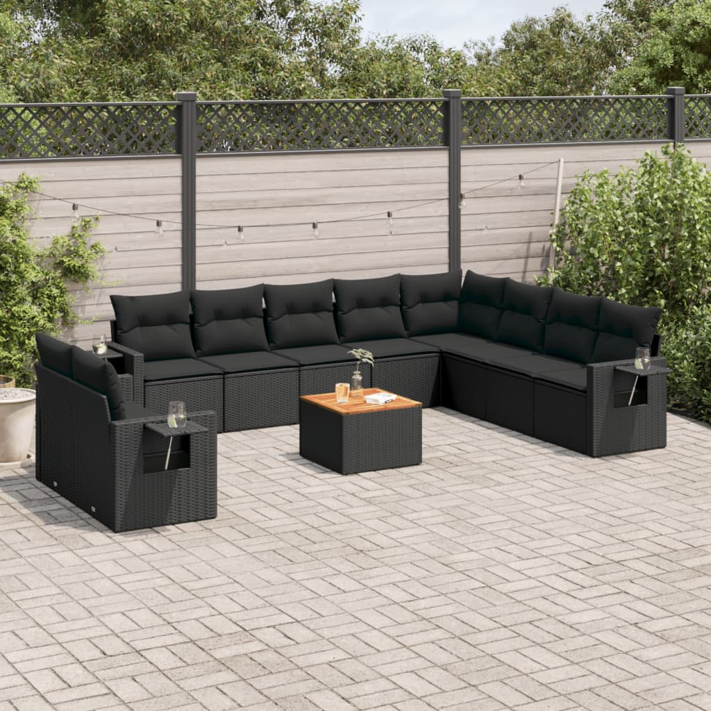 Set Canapele De Grădină Cu Perne, 11 Piese, , Poliratan