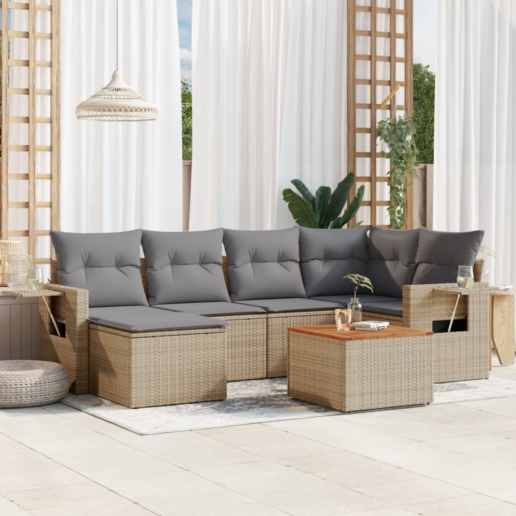 Set Canapele De Grădină, 7 Piese, Cu Perne, , Poliratan