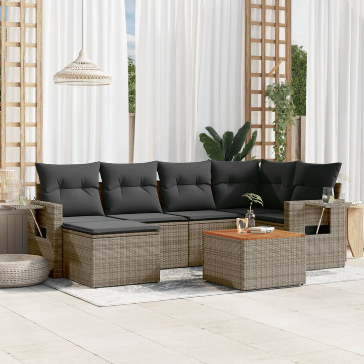 Set Canapele De Grădină, 7 Piese, Cu Perne, , Poliratan