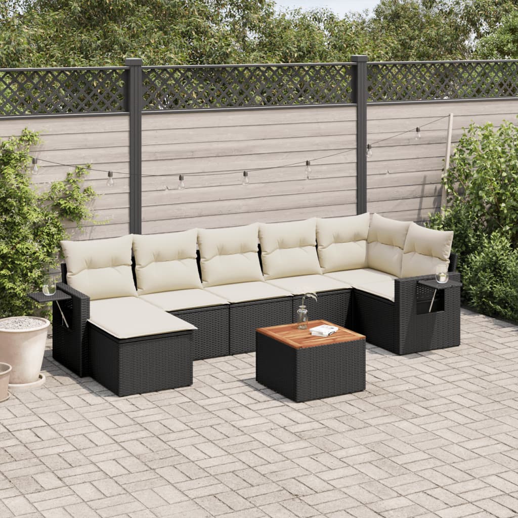 Set Mobilier De Grădină Cu Perne, 8 Piese, , Poliratan