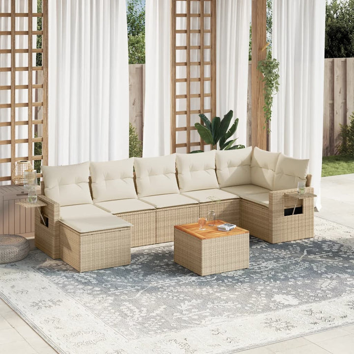 Set Mobilier De Grădină Cu Perne, 8 Piese, , Poliratan