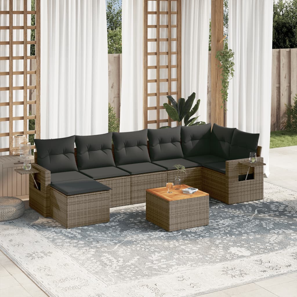 Set Mobilier De Grădină Cu Perne, 8 Piese, , Poliratan