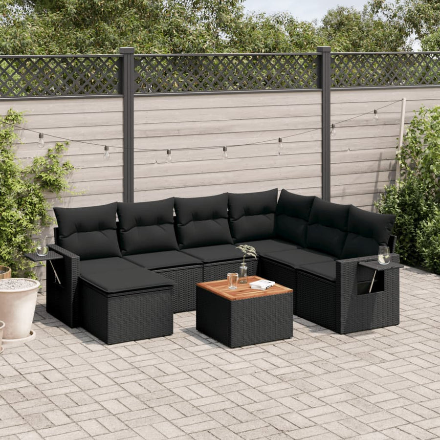 Set Mobilier De Grădină Cu Perne, 8 Piese, , Poliratan