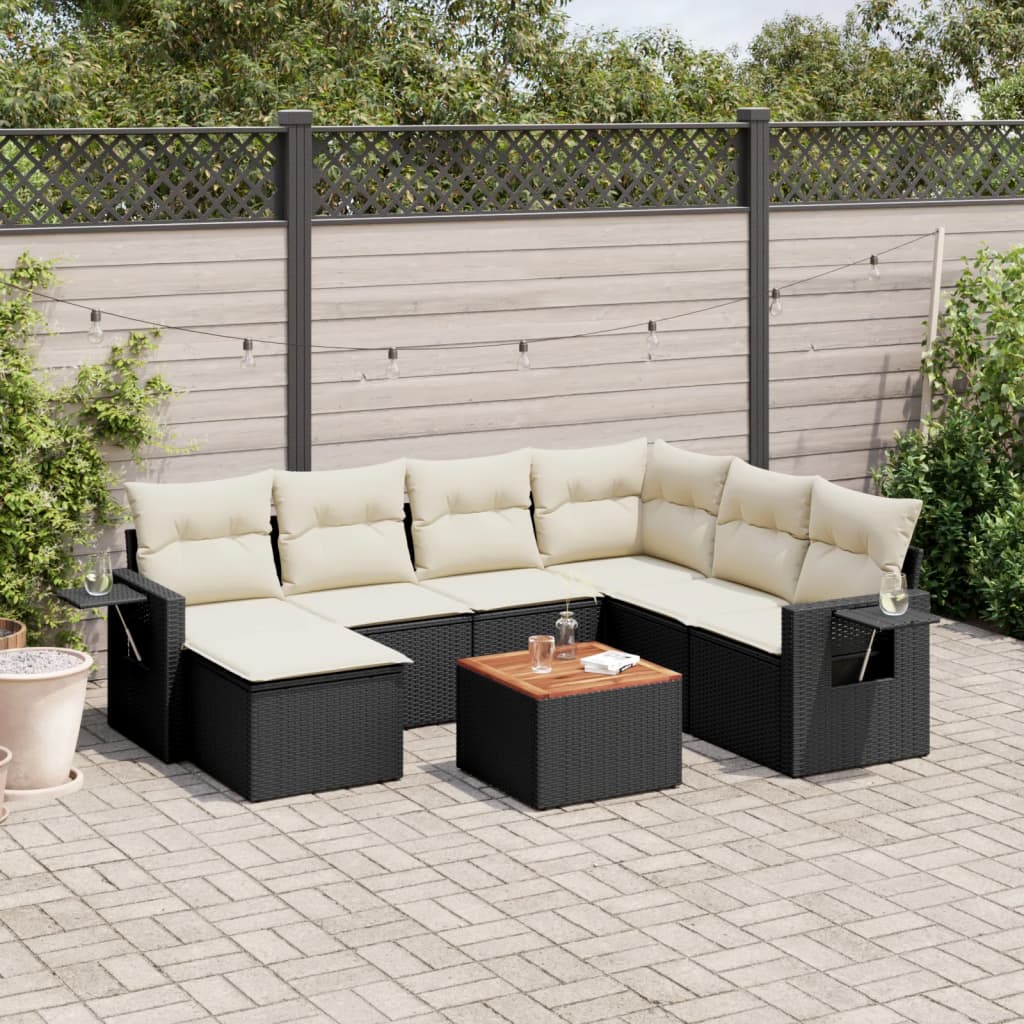 Set Mobilier De Grădină Cu Perne, 8 Piese, , Poliratan