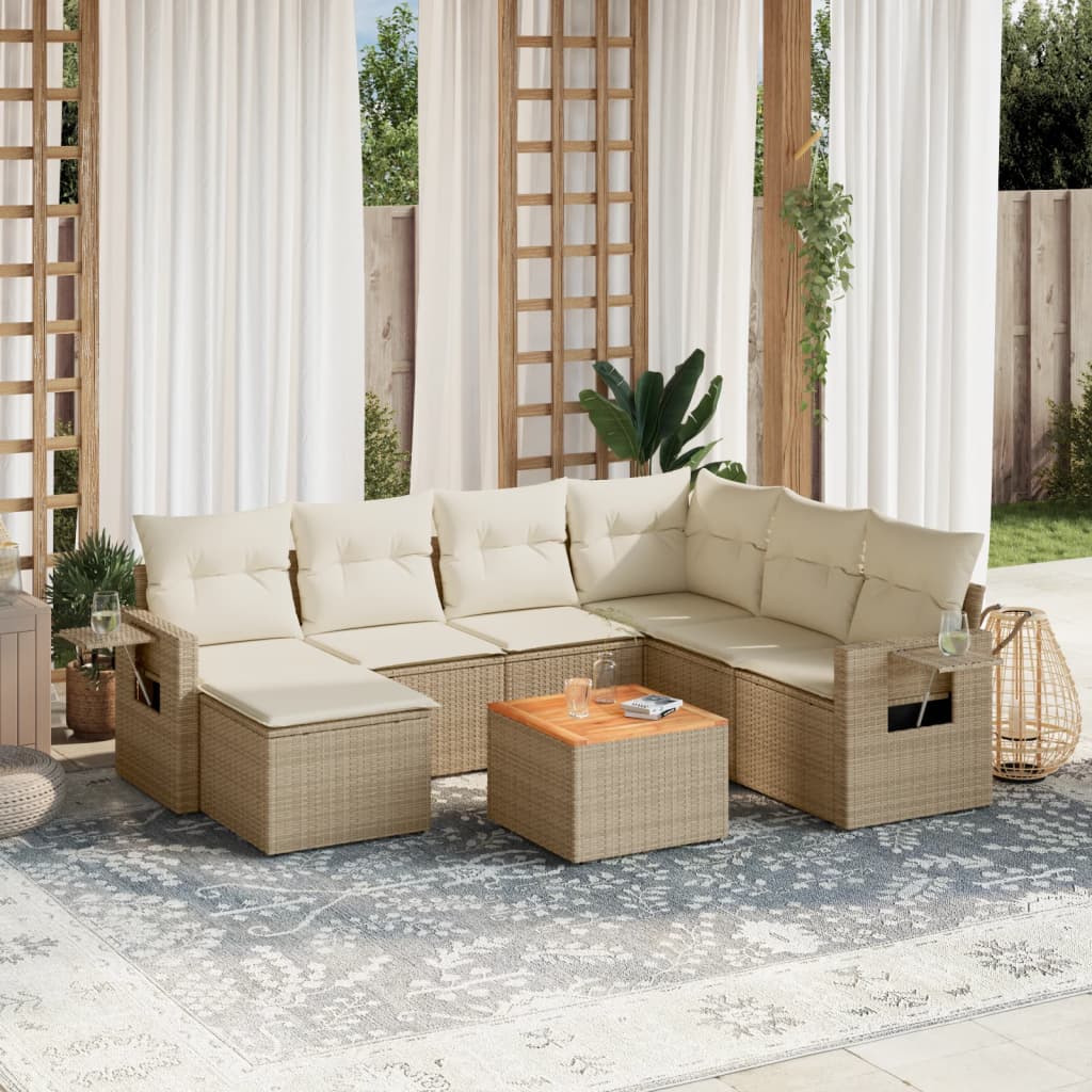 Set Mobilier De Grădină Cu Perne, 8 Piese, , Poliratan