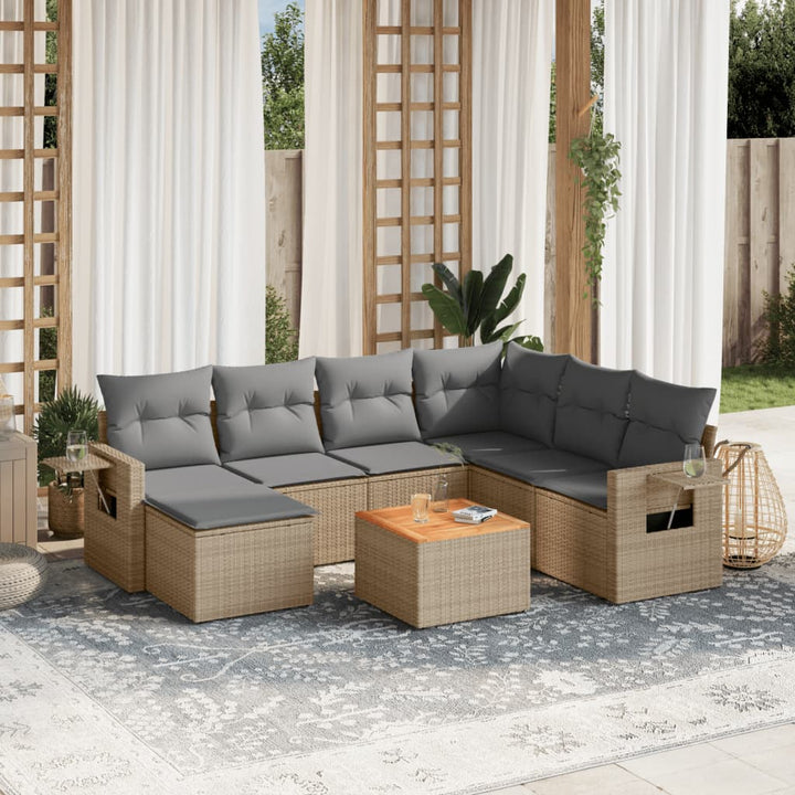 Set Mobilier De Grădină Cu Perne, 8 Piese, , Poliratan