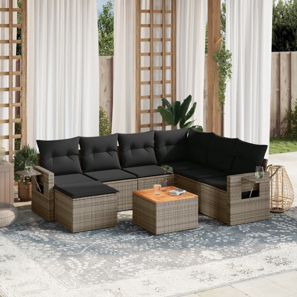 Set Mobilier De Grădină Cu Perne, 8 Piese, , Poliratan