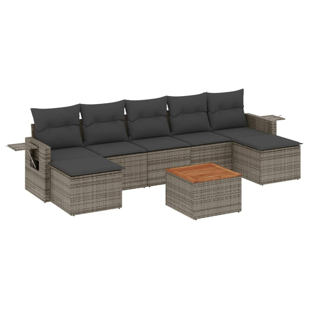 Set Canapele De Grădină Cu Perne, 8 Piese, , Poliratan