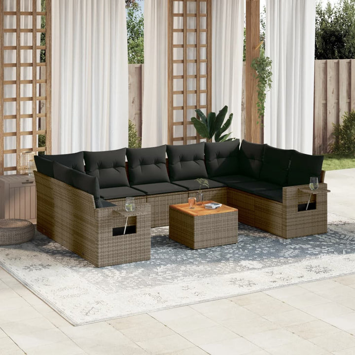 Set Mobilier De Grădină Cu Perne, 10 Piese, , Poliratan
