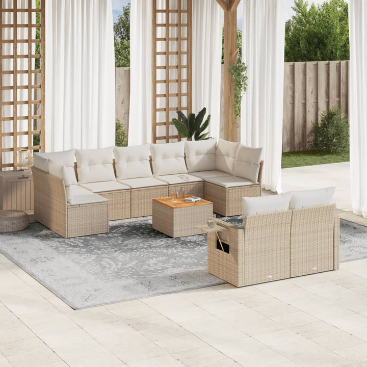 Set Mobilier De Grădină Cu Perne, 10 Piese, , Poliratan