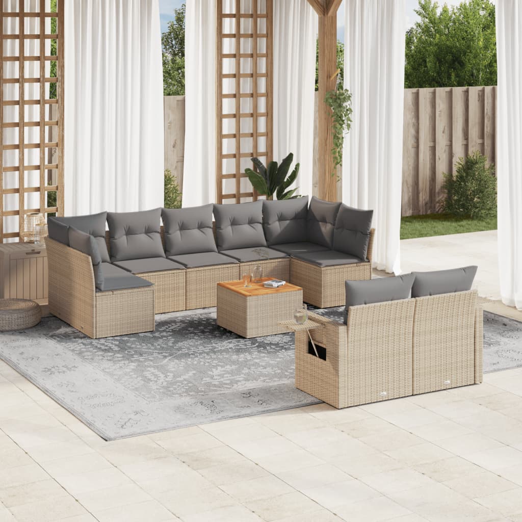 Set Mobilier De Grădină Cu Perne, 10 Piese, , Poliratan