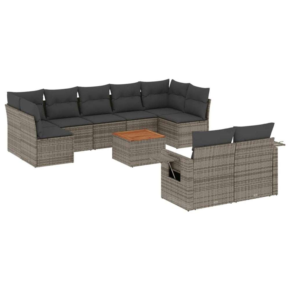 Set Mobilier De Grădină Cu Perne, 10 Piese, , Poliratan