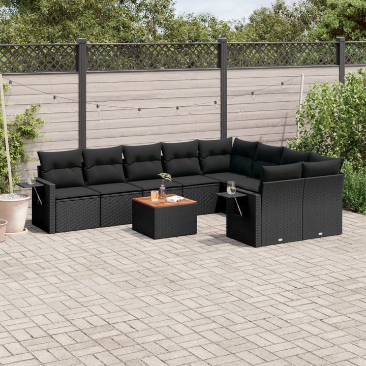 Set Mobilier De Grădină Cu Perne, 10 Piese, , Poliratan