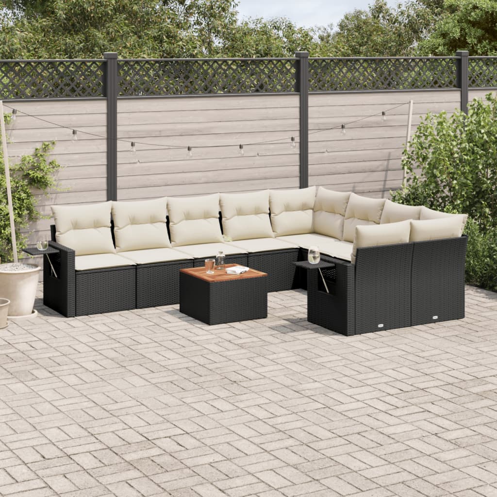 Set Mobilier De Grădină Cu Perne, 10 Piese, , Poliratan