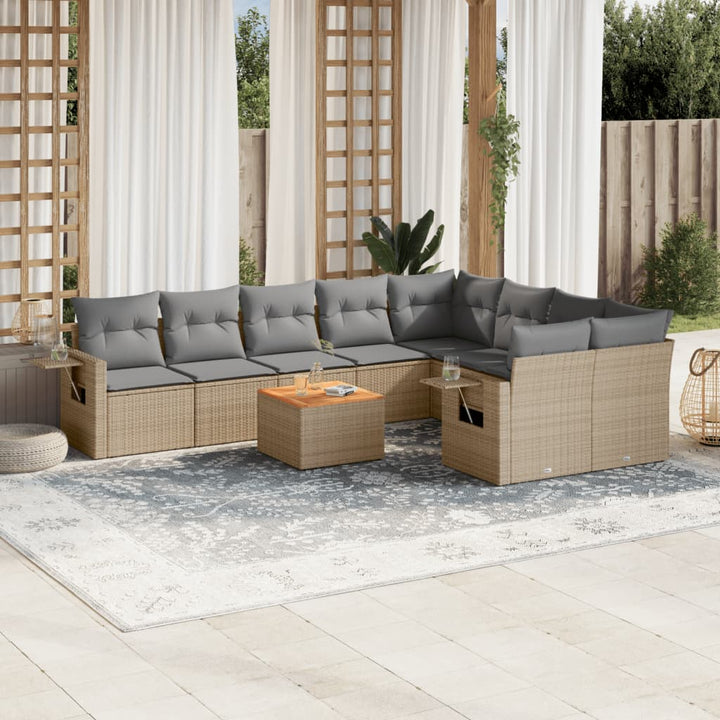 Set Mobilier De Grădină Cu Perne, 10 Piese, , Poliratan