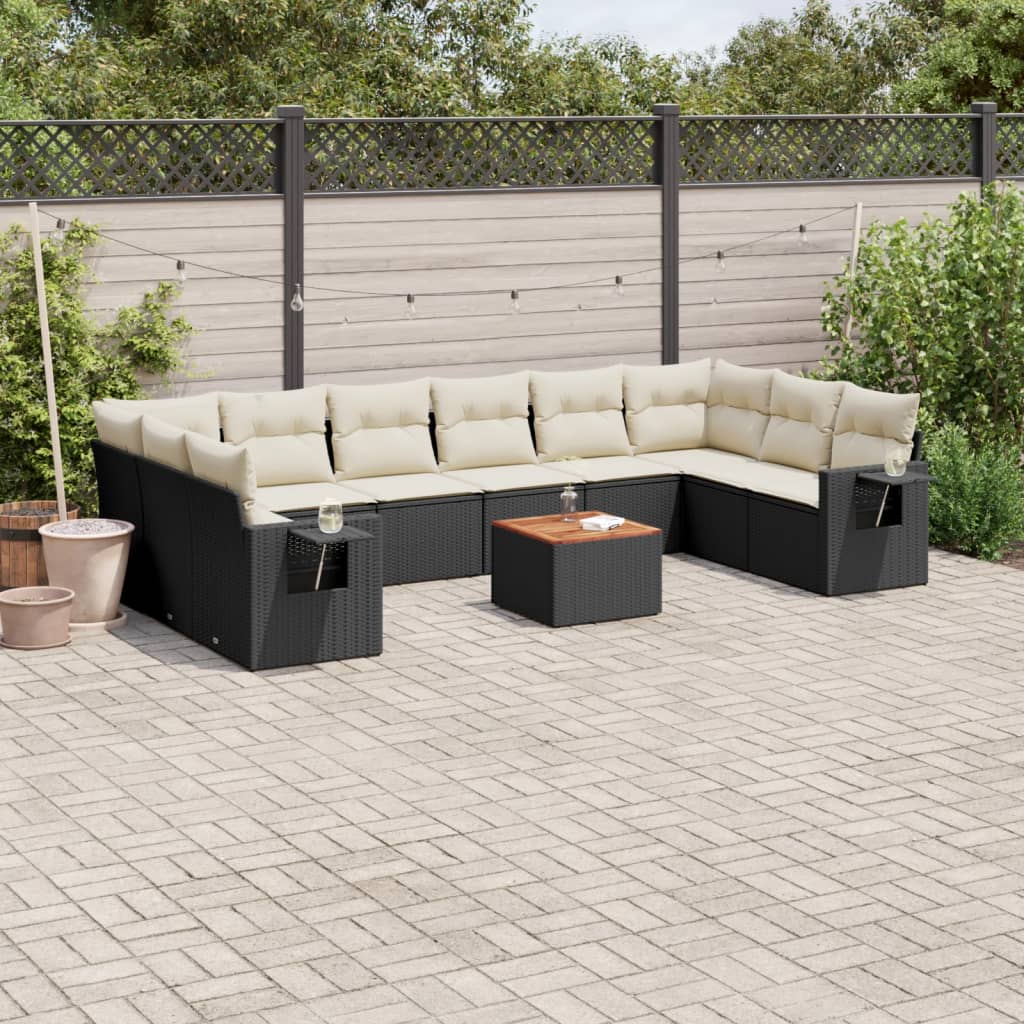Set Canapele De Grădină Cu Perne, 11 Piese, , Poliratan