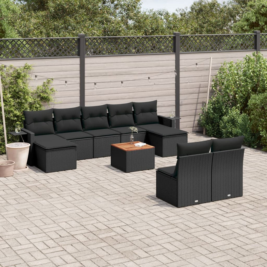 Set Canapele De Grădină Cu Perne, 10 Piese, , Poliratan