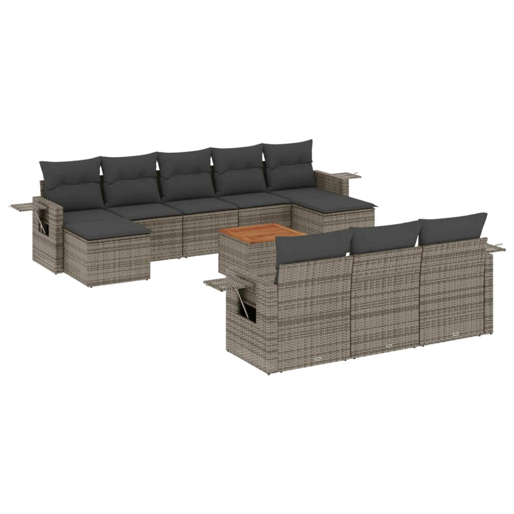 Set Canapele De Grădină Cu Perne, 11 Piese, , Poliratan