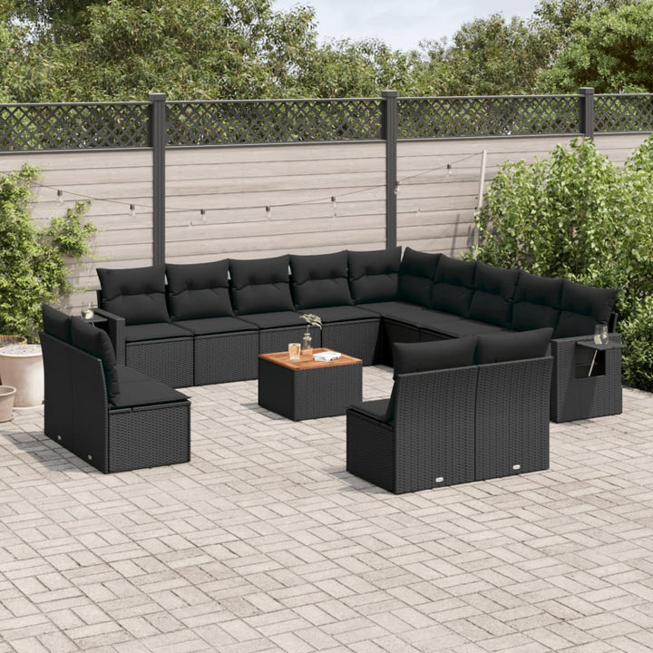 Set Canapele De Grădină, 14 Piese, Cu Perne, Bej, Poliratan