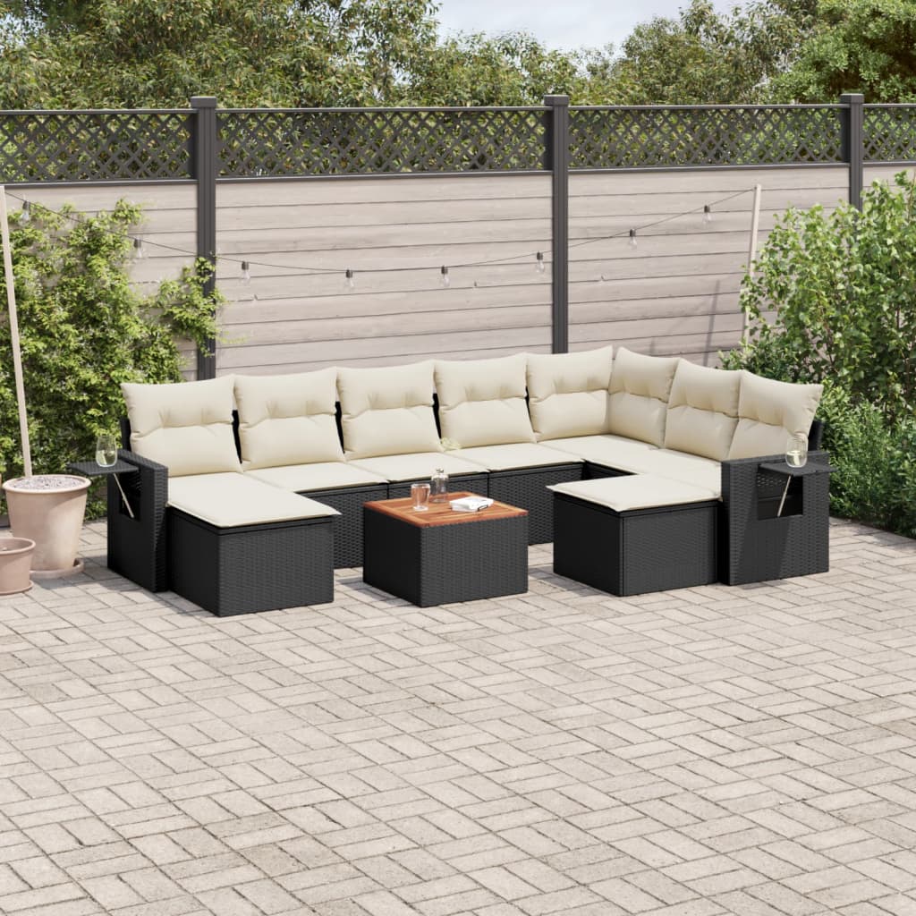 Set Mobilier De Grădină Cu Perne, 10 Piese, , Poliratan