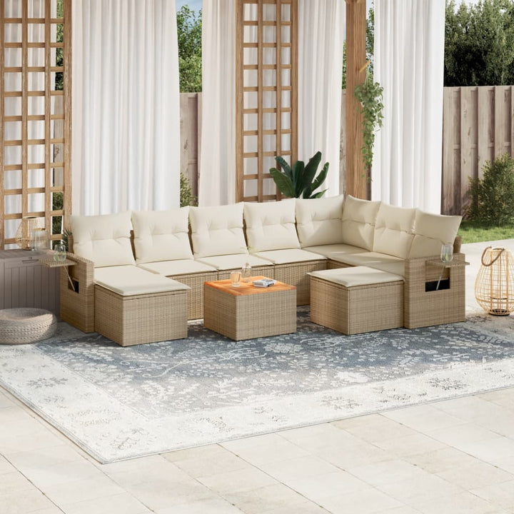 Set Mobilier De Grădină Cu Perne, 10 Piese, , Poliratan