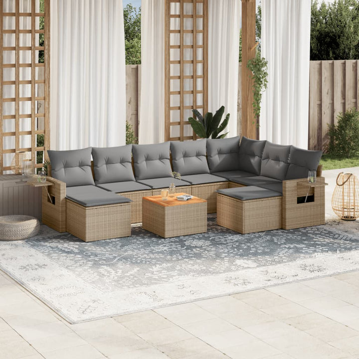 Set Mobilier De Grădină Cu Perne, 10 Piese, , Poliratan