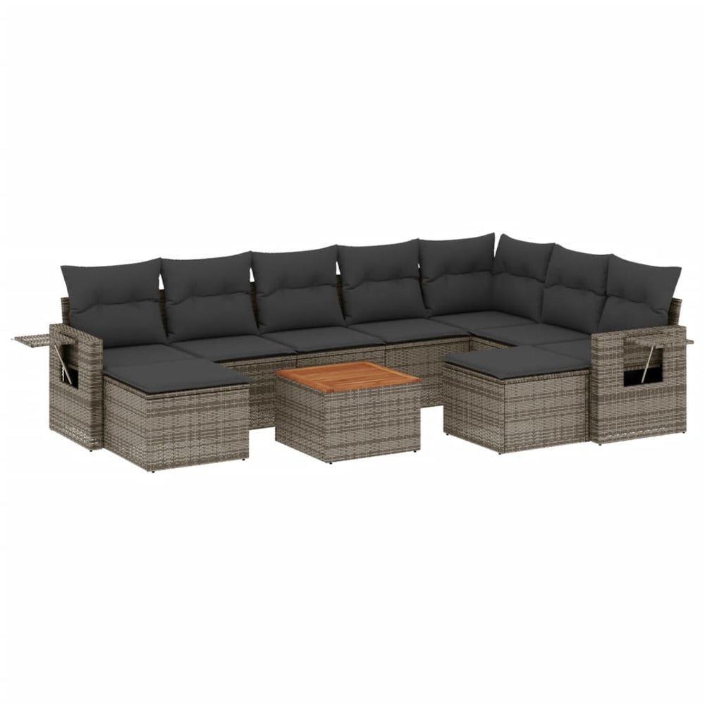 Set Mobilier De Grădină Cu Perne, 10 Piese, , Poliratan