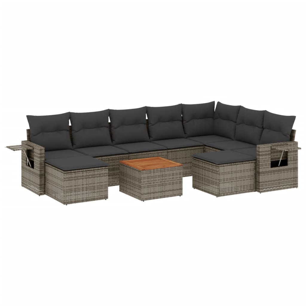 Set Mobilier De Grădină Cu Perne, 10 Piese, , Poliratan