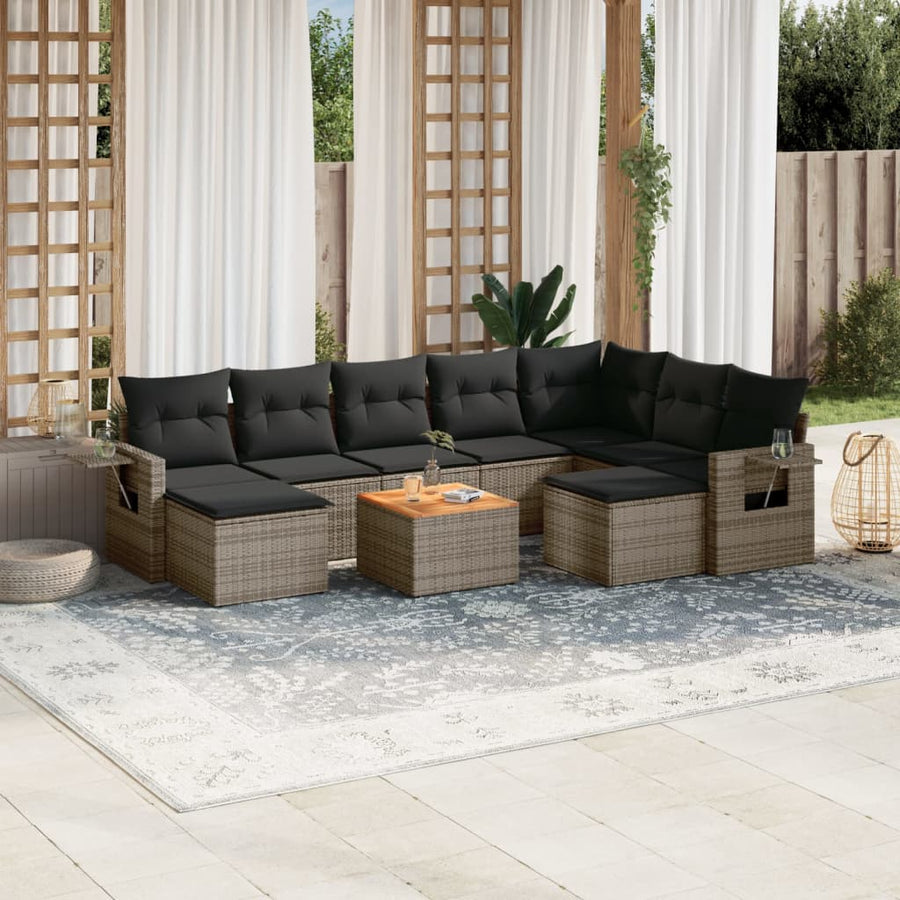 Set Mobilier De Grădină Cu Perne, 10 Piese, , Poliratan