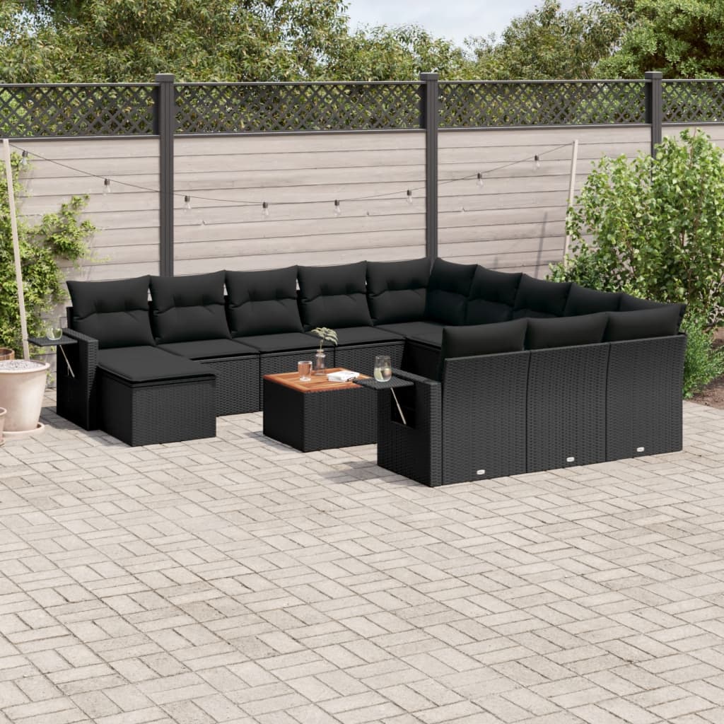 Set Mobilier De Grădină Cu Perne, 13 Piese, , Poliratan