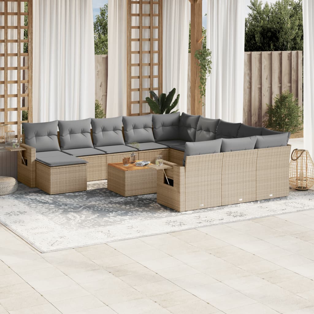 Set Mobilier De Grădină Cu Perne, 13 Piese, , Poliratan