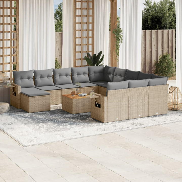 Set Mobilier De Grădină Cu Perne, 13 Piese, , Poliratan