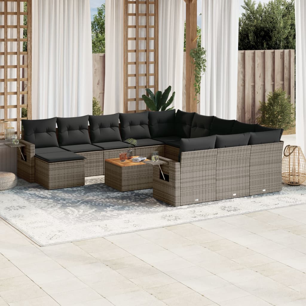 Set Mobilier De Grădină Cu Perne, 13 Piese, , Poliratan