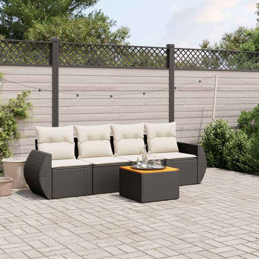Set Mobilier De Grădină Cu Perne, 5 Piese, , Poliratan