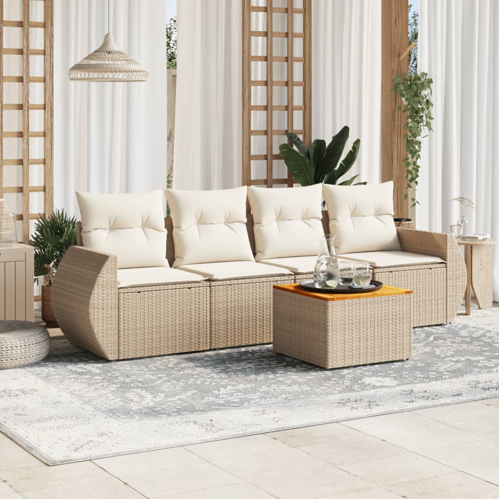 Set Mobilier De Grădină Cu Perne, 5 Piese, , Poliratan