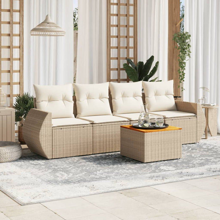 Set Mobilier De Grădină Cu Perne, 5 Piese, , Poliratan