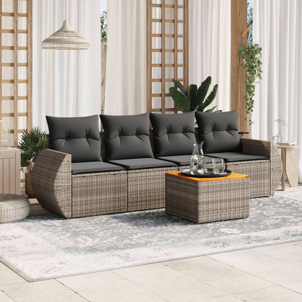 Set Mobilier De Grădină Cu Perne, 5 Piese, , Poliratan