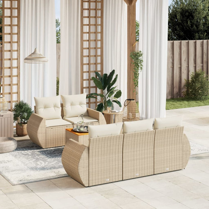 Set Mobilier De Grădină Cu Perne, 6 Piese, , Poliratan