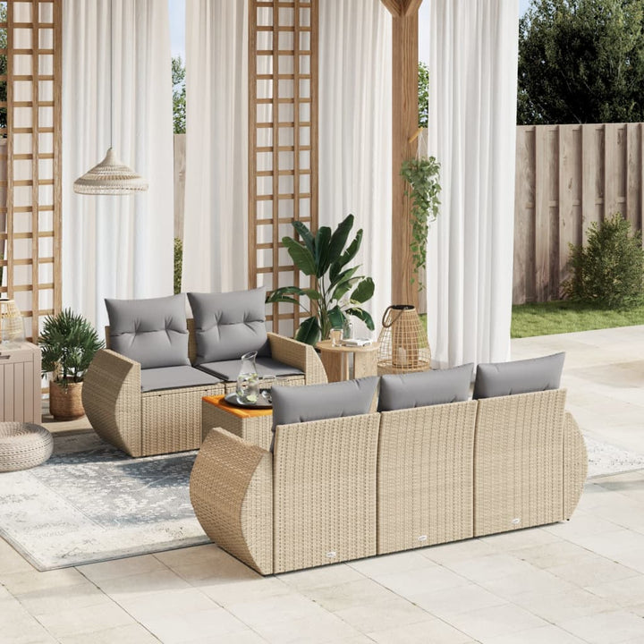Set Mobilier De Grădină Cu Perne, 6 Piese, , Poliratan