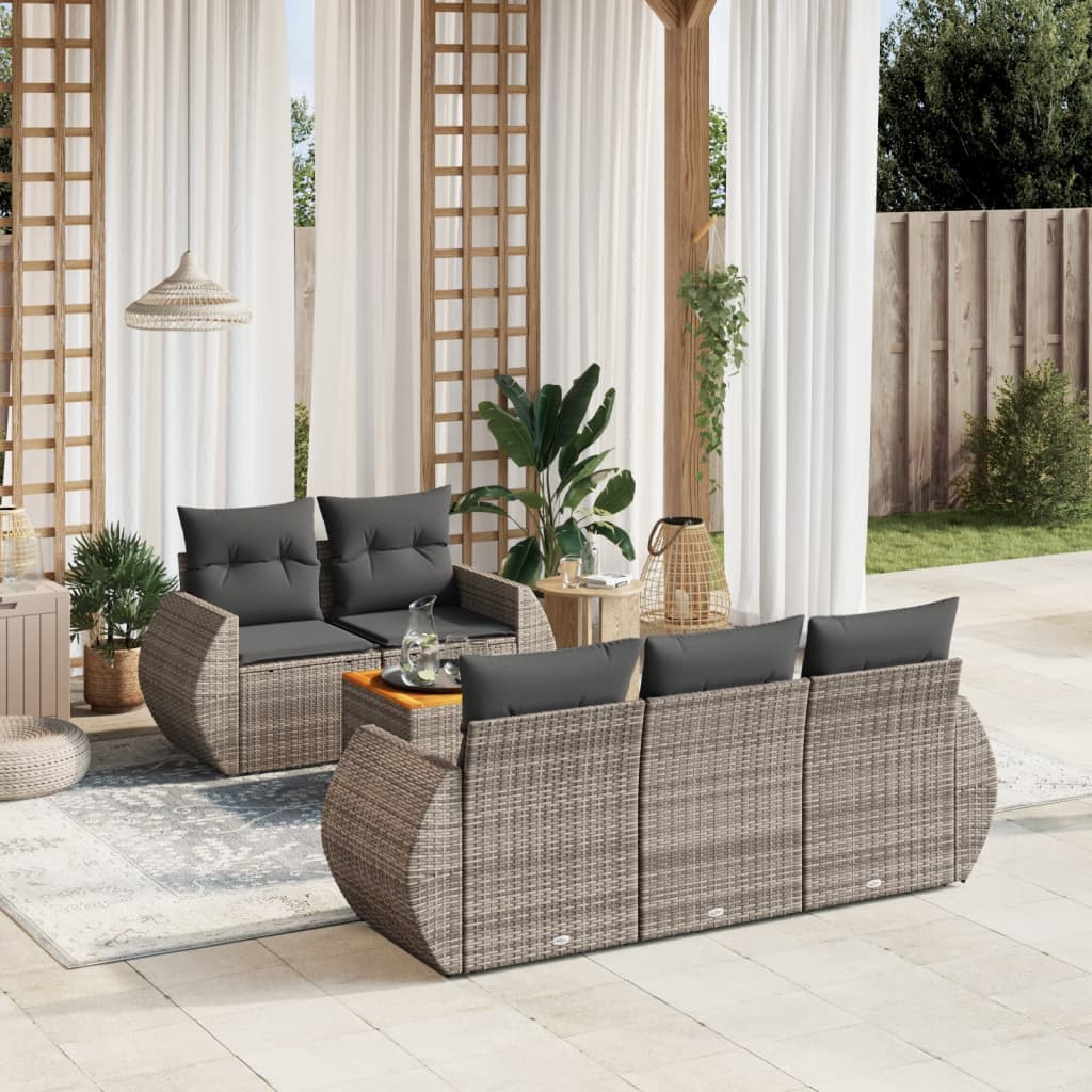 Set Mobilier De Grădină Cu Perne, 6 Piese, , Poliratan