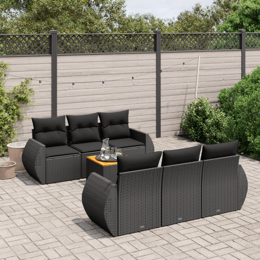 Set Canapele De Grădină Cu Perne, 7 Piese, , Poliratan
