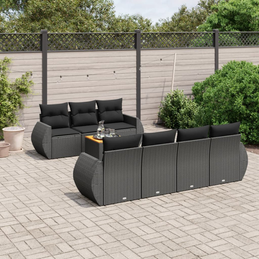 Set Mobilier De Grădină Cu Perne, 8 Piese, , Poliratan