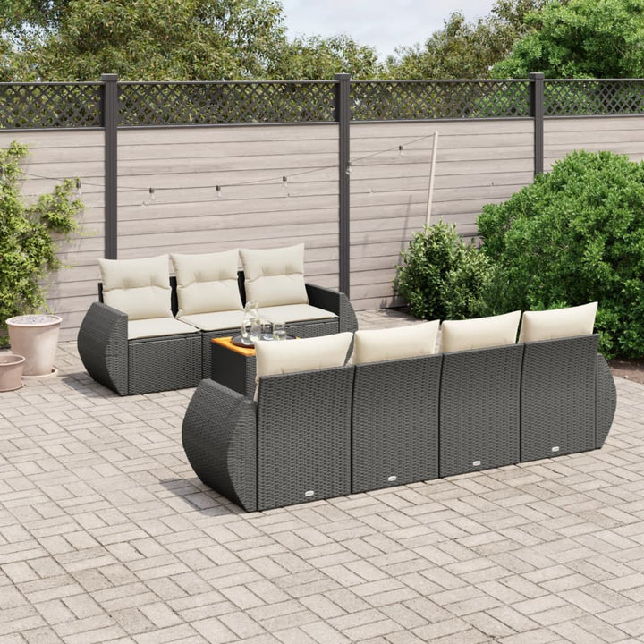 Set Mobilier De Grădină Cu Perne, 8 Piese, , Poliratan
