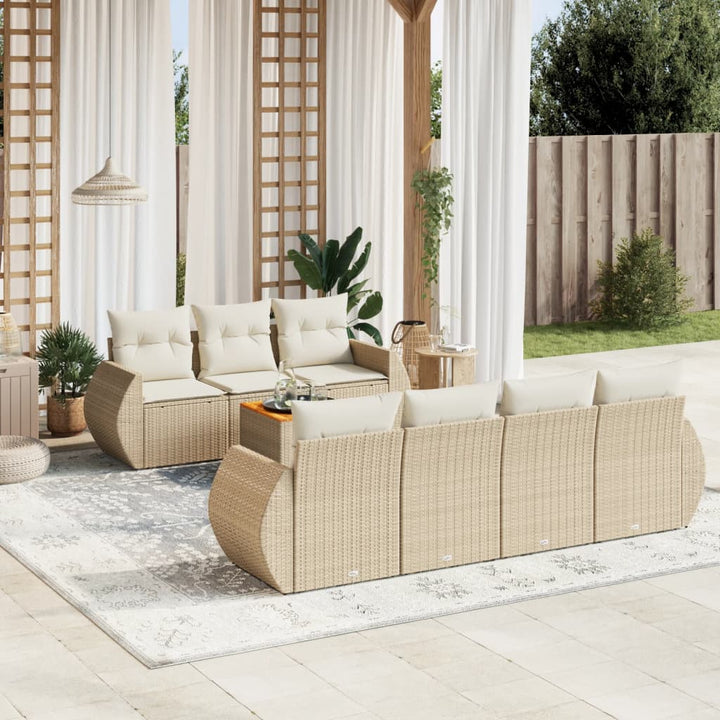 Set Mobilier De Grădină Cu Perne, 8 Piese, , Poliratan
