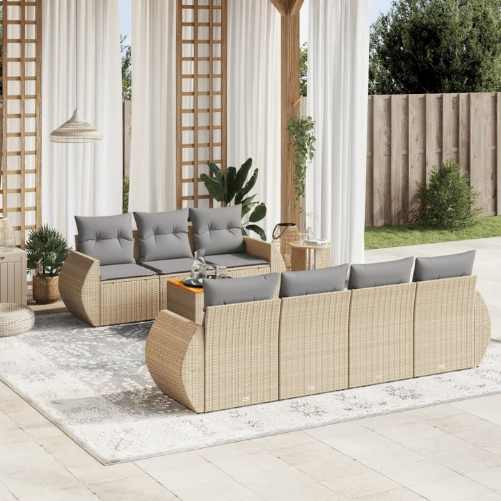 Set Mobilier De Grădină Cu Perne, 8 Piese, , Poliratan